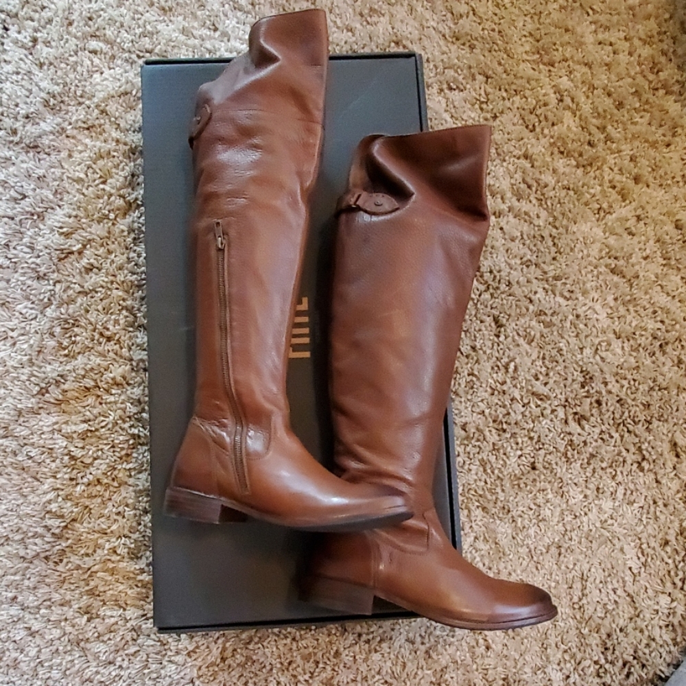 Frye Shirley Over the Knee Brown Leather Boots - Picture 5 of 8